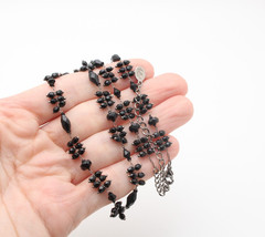 LC Lauren Conrad Black Facet Chain Bead Beaded Station Adjustable Necklace