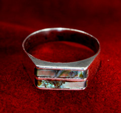 Vintage 1960s sterling silver abalone / mop ring 925 size 8.75 Bahamas