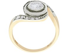 Antique 1900s 0.60Ct Diamond and 18k Yellow Gold Twist Ring