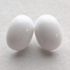 Oval Stud Button Earrings White Lucite Vintage Bold 80s Preppy Twee Jewelry Gift