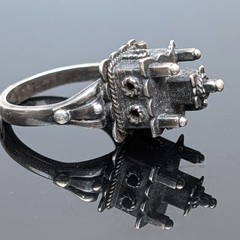 Antique Jewish Engagement Wedding Ring Judaica 925 Silver Temple Sz: 9.5 ð