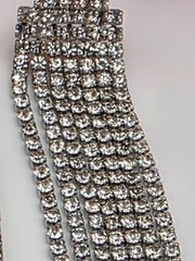 Crystal Fringe Tennis Drop Earrings Silver Tone Chandelier Vintage 2.5 in