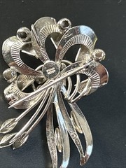 Vintage Sterling Silver Leaf & Ribbon Brooch Pendant / Pin, 8g, Mid-Century 2”