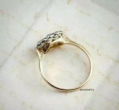 Art Deco 2Ct Round Cut Lab Created Diamond 14K Gold Over Engagement Bridal Ring