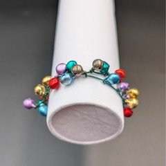 Vintage Multicolor Jingle Bell Bracelet Holiday Festive Charm 7.5in