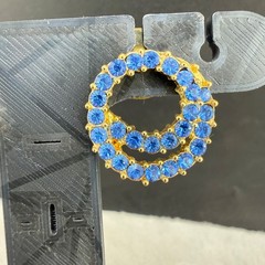 Vintage Rhinestone Pierced Earrings Gold Tone Blue Sparkle