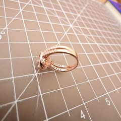 Champagne topaz ring oval halo DMQ CZ rose gold clad sterling silver 925 QVC Sz7
