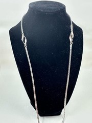Napier Silver Tone Long 32-Inch Necklace with Geometric Diamond-Shaped Links