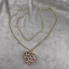 Juicy Couture Necklace Heart Empty Solid Rhinestone Gold Tone 42”