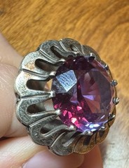 ESTATE VINTAGE TAXCO MEXICO PURPLE PINK SAPPHIRE STERLING SILVER RING Sz. 6.25