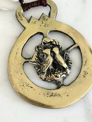 Gorgeous Cara Brown Designs Antique Horse Brass Medallion Jasper Beads Leather