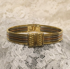 Vintage Mixed Metal Tone Bangle Bracelet Clamp Elegant Statement