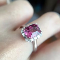 Art Deco Style Octagonal Ruby Lab Created Diamond 14K White Gold FN Wedding Ring