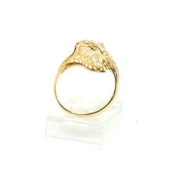 Art Deco 14K Two Tone Gold .05Ct Natural Diamond Ring Size 6