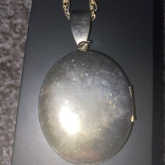 Vintage Gold Tone Double Heart Oval Hook On Locket Pendant ~20” Chain