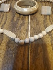 Vtg Jewelry – Wood Natural Light Green Color Boho Beads Necklace Earrings Bangle