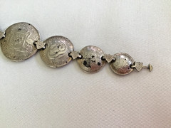 Vintage 1943-44 Australian Coin Trench Art Charm Bracelet Sterling Silver Unisex