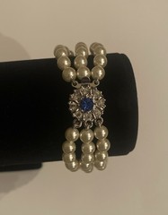 Camrose & Kross Jackie Kennedy JBK Sapphire Faux Pearl Triple Strand Bracelet