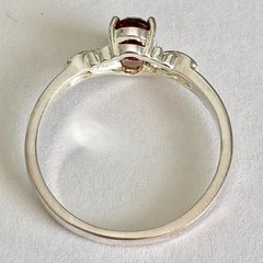 Vintage Silver Red Garnet Stone Solitaire Cocktail Ring Size 9 Plated Victorian