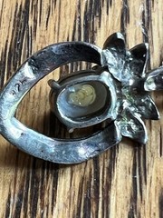 Vintage 925 Sterling Silver Teardrop Pendant Necklace with Mother of Pearl and M