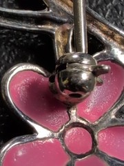 Pink and Green Flowers Sterling Pendant Brooch Spring – 2.5″ – 9.1 g – signed