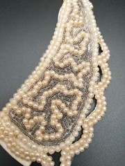 Vtg MCM Faux Pearl Gray Seed Bead Collar Necklace Steampunk Costume Jewelry