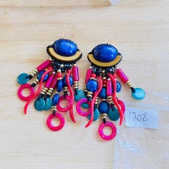 VTG 80s Over the Top Neon Abstract Earrings Dangle Pierced Statement Lucite Rare