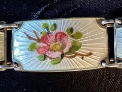Vintage Finn Jensen Norway Gold Washed Sterling Silver Guilloche Enamel Bracelet