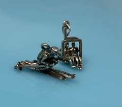 Ski Lift Chairlift Charm Sterling Silver Snow Winter Downhill Skier Skiing 6g