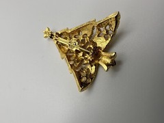 Vintage Gold Christmas Tree Brooch Multi Colored Rhinestone 4.5cm BB15