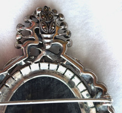 Antique German Art Deco 925 Sterling Silver Marcasite Cameo Brooch Pendant 33.2g