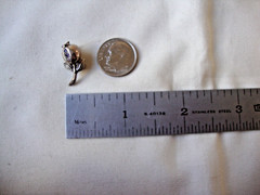 VINTAGE 1970-80s 3D POMEGRANATE LAVENDER TOPAZ STERLING SILVER STAMPED 925 PIN