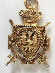Vintage Double Sided Coro Gold Tone Heraldic Shield Necklace