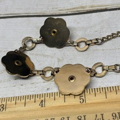 VTG Signed Barclay Necklace & Screw Earrings Set Gold Tone Rhinestone Flower