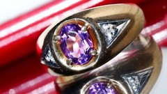 10k yellow gold ring 1.12ct amethyst diamond size 9.25 handmade 3.85gr N3112D