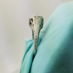 Navette Vintage 1Ct Round Cut Diamond Women Estate Ring 14K White Gold Plated