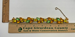 VTG Juliana D&E Fall Autumn color Rhinestone 5 link bracelet safety chain 7″
