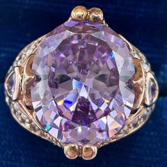 PAJ 925 sterling silver rose gold pink purple cubic zirconia CZ ring size 7.5