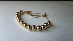 FAS Gold Tone 925 Sterling Silver Beaded Adjustable Chain Bracelet Thailand