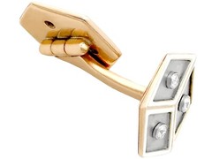 Antique French 0.24 Ct Diamond Platinum Set 14k Rose Gold Cufflinks