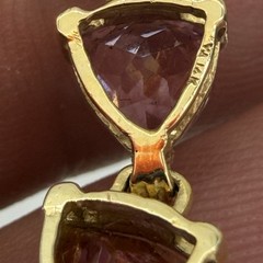 14K Yellow Gold Mystic Pink Topaz Leverback Earrings Stamped VA
