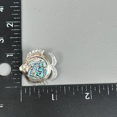 Vintage Taxco PRH Mexican Sterling Silver Fish Brooch W/ Abalone Shell Inlay
