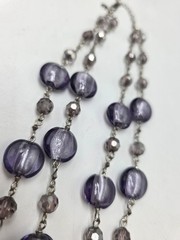 M&S Marks & Spencer Purple Glass Bead Double Strand Statement Necklace