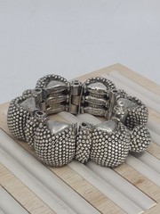 Antique Rajasthan Tribal Sterling Silver Granulated Bracelet 290g Handmade 6.75