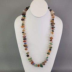 Vintage Stone Beaded Necklace Beggars Beads Endless 26″