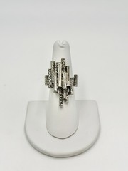 Vintage Ring Silver-Tone MCM Modernist Brutalist Adjustable Sz 6.25￼