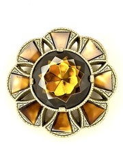 HUGE 2.5” Vtg Miracle Scottish Celtic Cloak Pin Brooch Glass Cairngorm /Agate