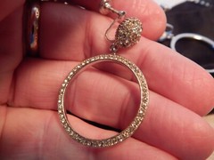 VTG 1950S TO 1970S PAIR HOOP RHINESTONE EARRINGS FAUX DIAMONDS