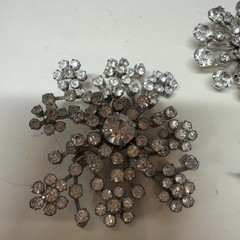 VINTAGE Silver Rhinestone Brooches Set Of 3 Snowflake Starburst Pins