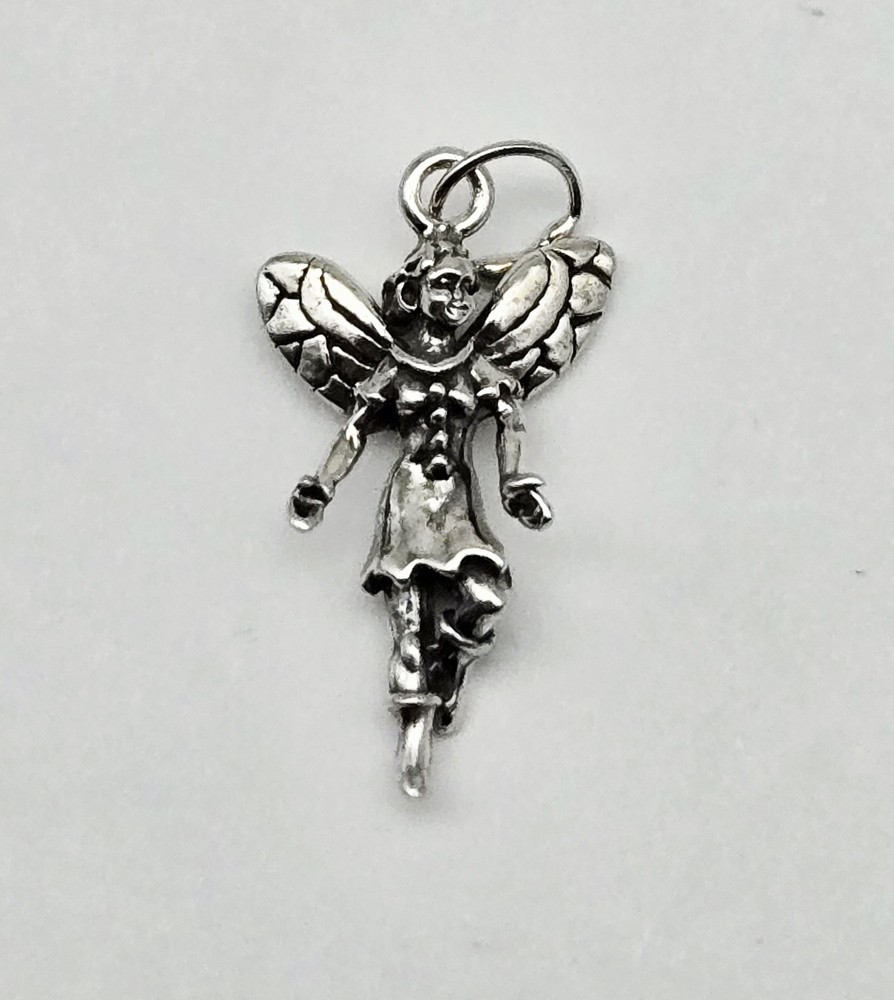 VTG Sterling Silver Fairy Angel Nymph Lady Charm Pendant 1.4g Fantasy Jewelry